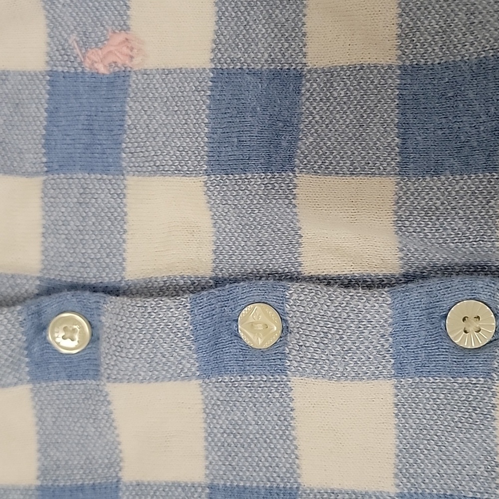Polo by Ralph Lauren Women's Blue and White Checkered Sweater - Picture 4 of 5